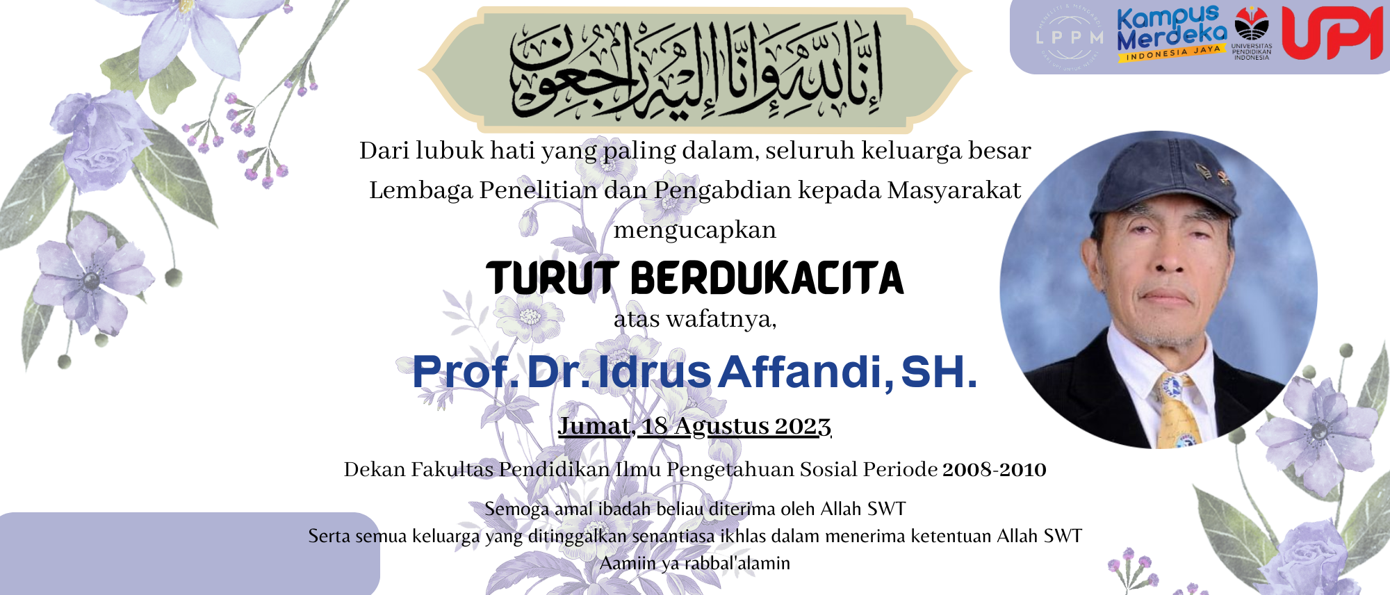 Berita Duka Prof. Dr. Idrus Affandi, SH.
