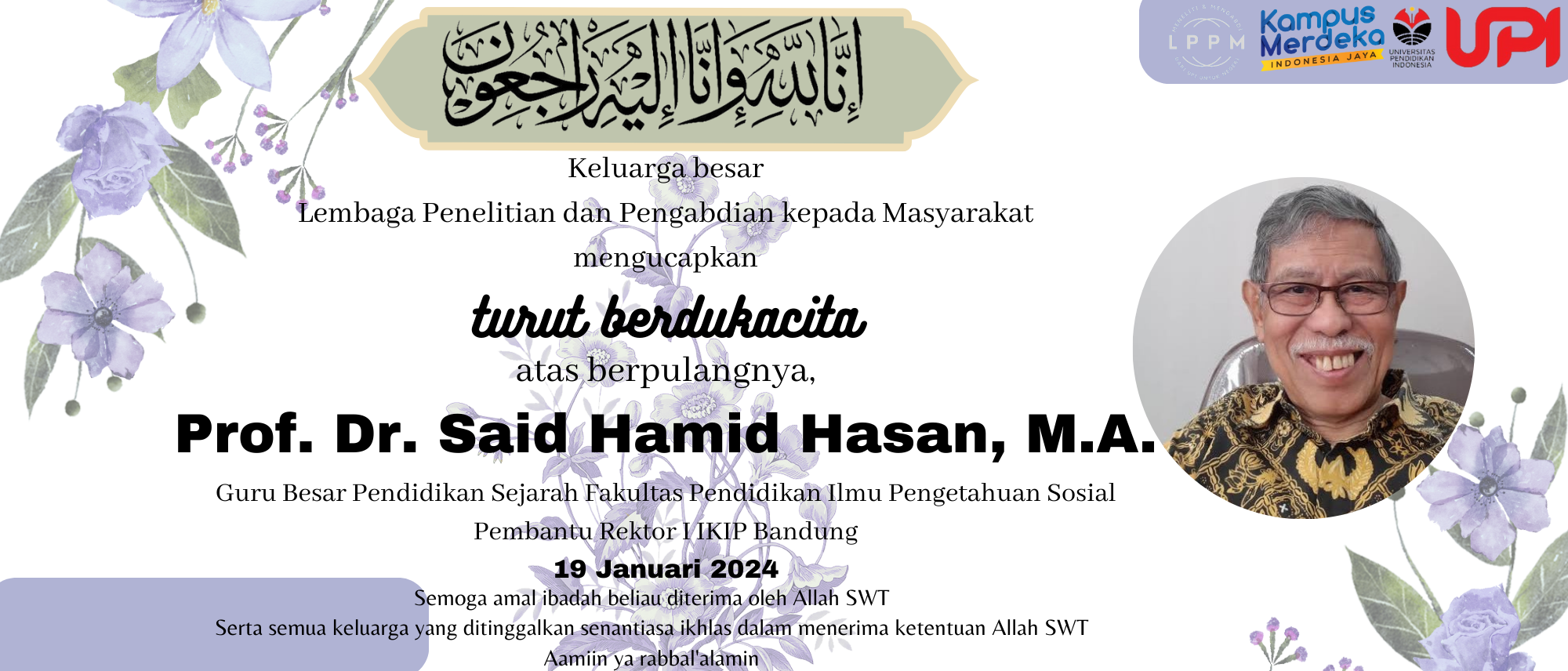 Berita Duka Prof. Dr. Said Hamid Hasan, M.A.
