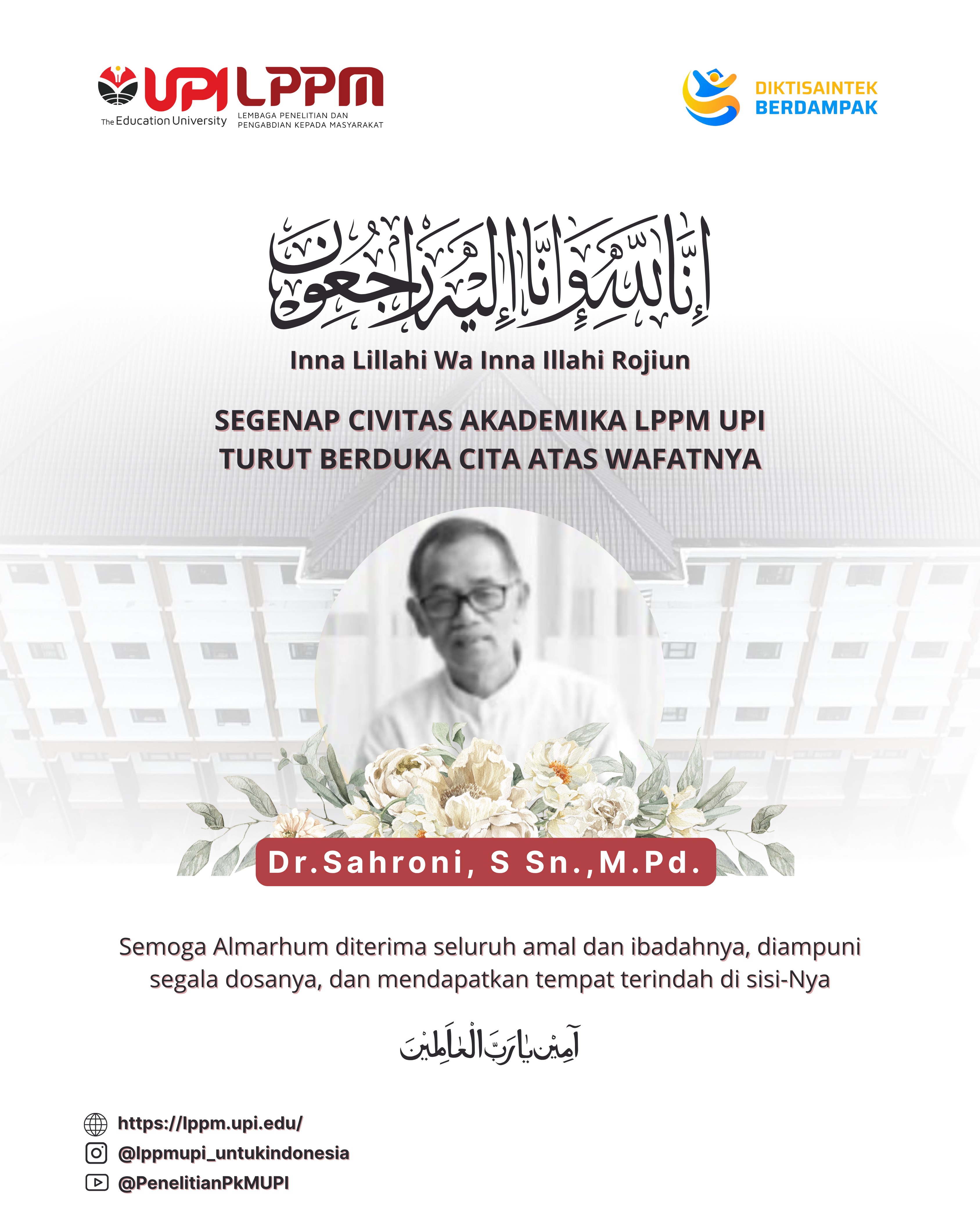 Berita Duka Atas Wafatnya Dr.Sahroni,S.Sn.,M.Pd.
