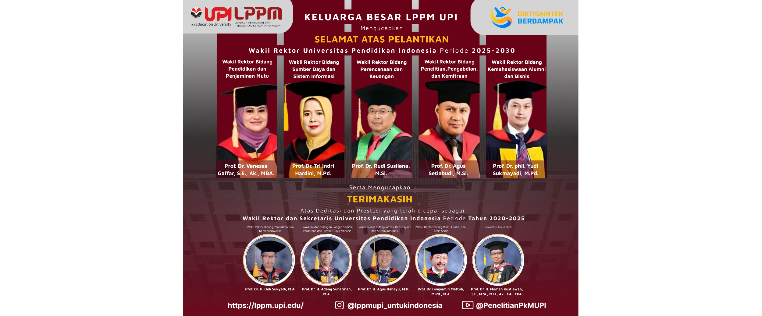 Selamat Atas Pelantikan Wakil Rektor 2025-2030